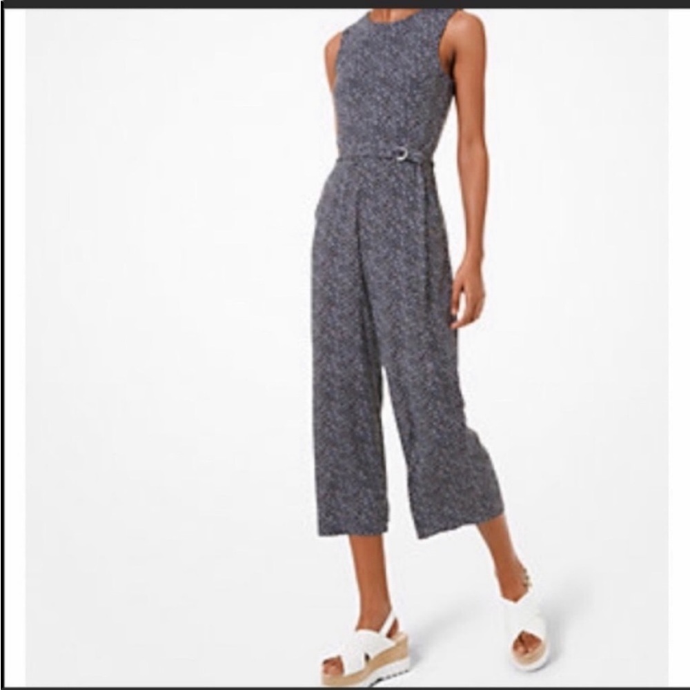 NWT MICHAEL KORS Floral Matte Jersey Belted Jumpsuit